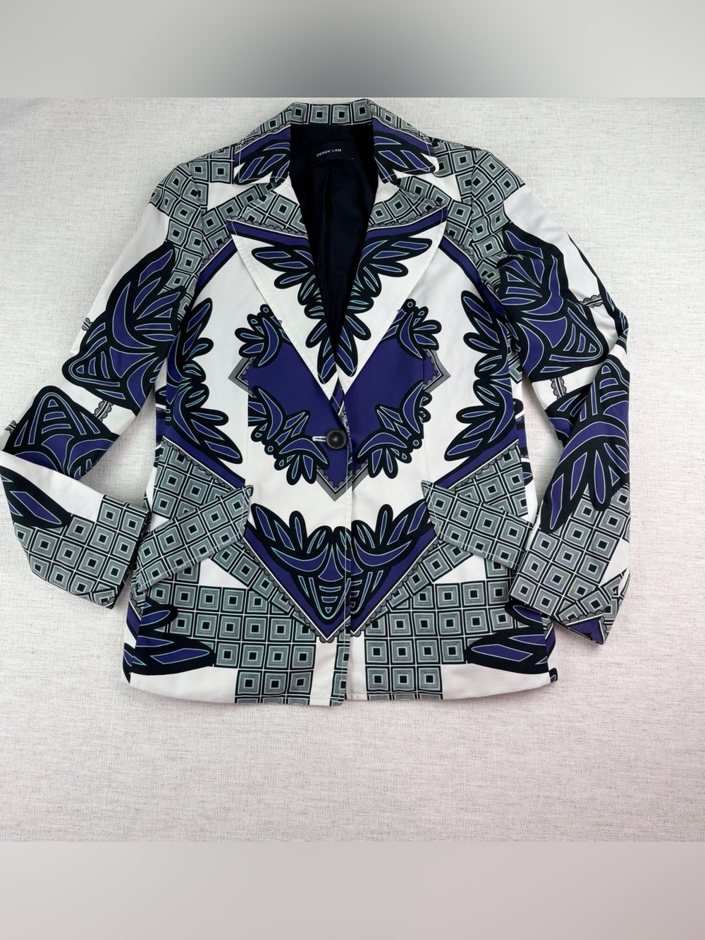 Derek Lam Geometric & Floral Print cotton Blazer women's 6 Made in Italy‎